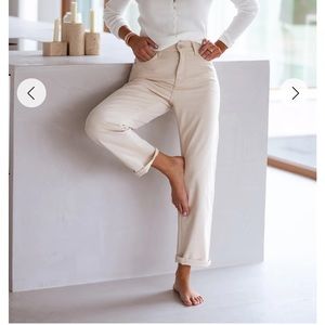 Cream High Waist Ankle Straight Jeans